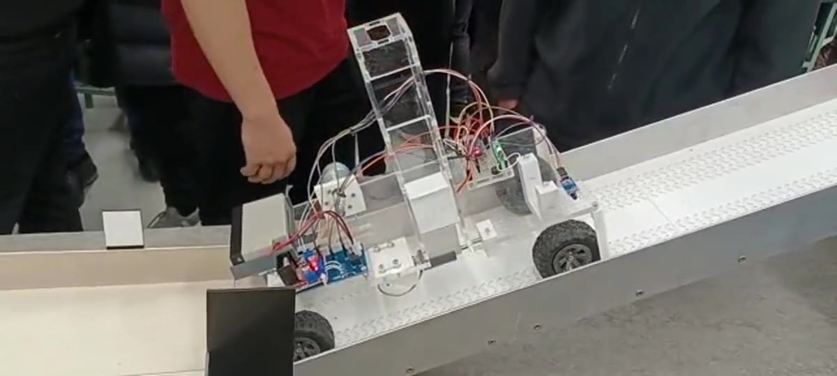 The shelving rover driving along its test track